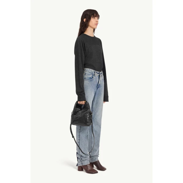 MM6 Maison Margiela Overlocked Straight-Leg Jeans in Light Blue, view 3 | Denim | Luxury Shoes 
