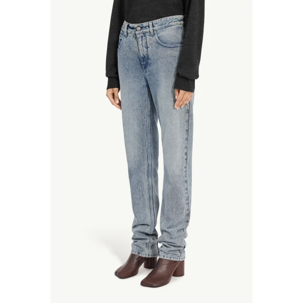 MM6 Maison Margiela Overlocked Straight-Leg Jeans in Light Blue, view 5 | Denim | Luxury Shoes 