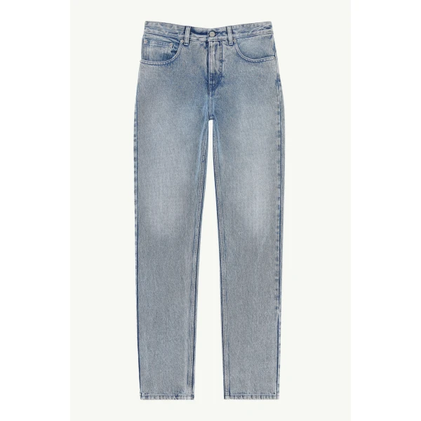 MM6 Maison Margiela Overlocked Straight-Leg Jeans in Light Blue, view 6 | Denim | Luxury Shoes 