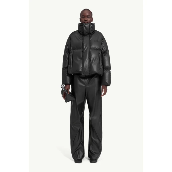 MM6 Maison Margiela Padded Faux Leather Jacket in Black, view 2 | Leather Jackets | Luxury Shoes 