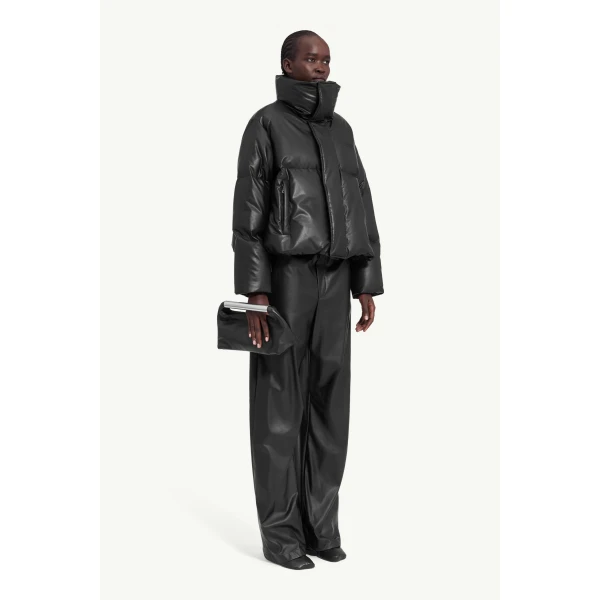 MM6 Maison Margiela Padded Faux Leather Jacket in Black, view 3 | Leather Jackets | Luxury Shoes 