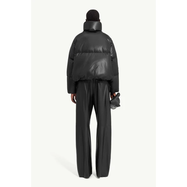 MM6 Maison Margiela Padded Faux Leather Jacket in Black, view 4 | Leather Jackets | Luxury Shoes 