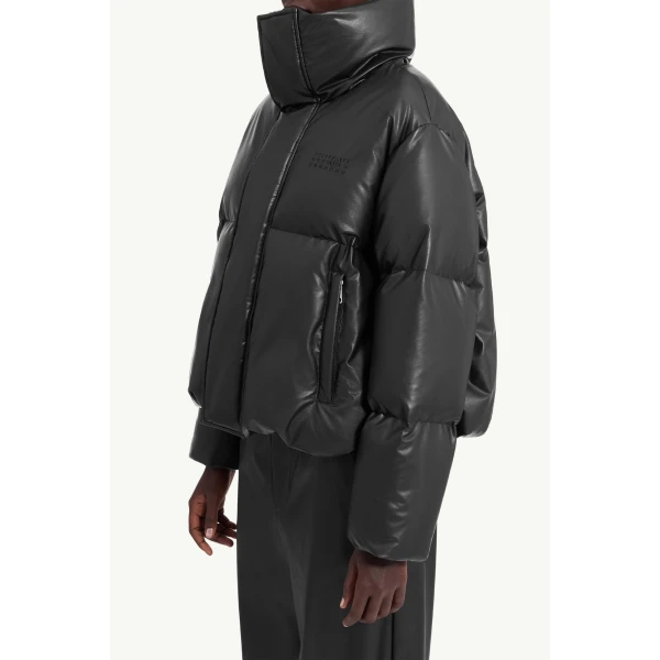 MM6 Maison Margiela Padded Faux Leather Jacket in Black, view 5 | Leather Jackets | Luxury Shoes 