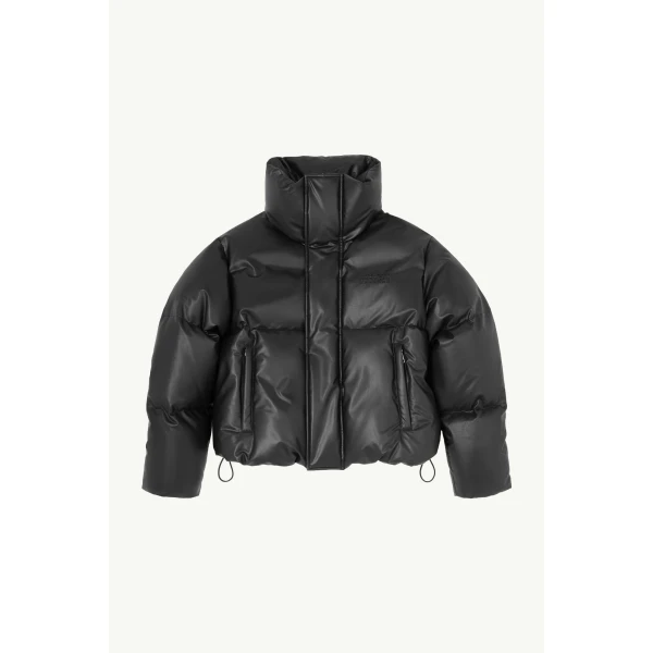 MM6 Maison Margiela Padded Faux Leather Jacket in Black, view 6 | Leather Jackets | Luxury Shoes 