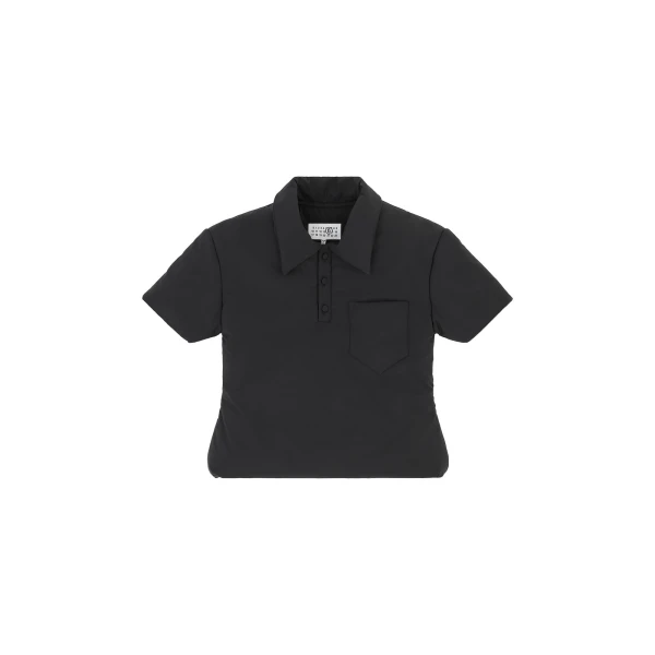 MM6 Maison Margiela Padded Polo Top in Black | Short Sleeved | Luxury Shoes 