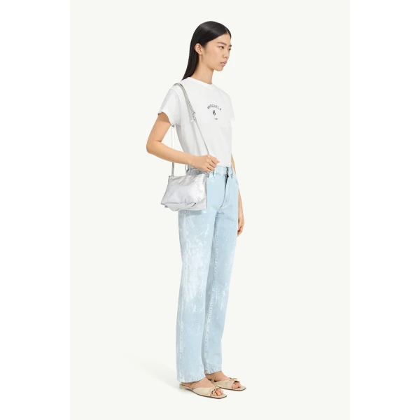 MM6 Maison Margiela Painted Straight-Leg Jeans in Light Blue, view 3 | Denim | Luxury Shoes 