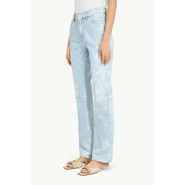 MM6 Maison Margiela Painted Straight-Leg Jeans in Light Blue, view 5 | Denim | Luxury Shoes 