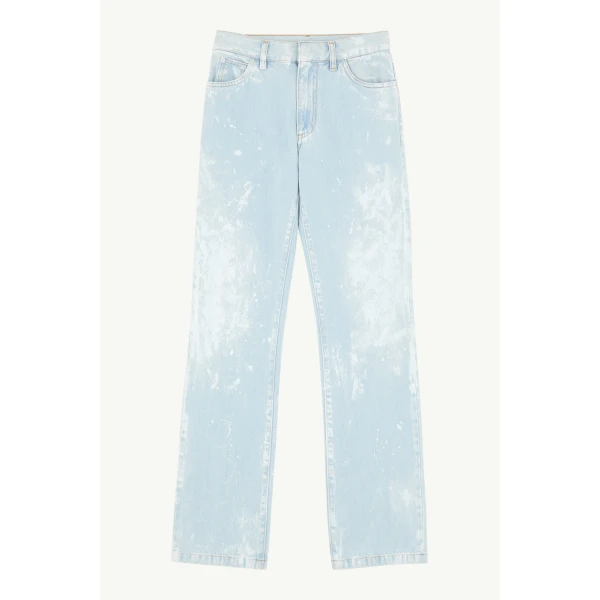 MM6 Maison Margiela Painted Straight-Leg Jeans in Light Blue, view 6 | Denim | Luxury Shoes 
