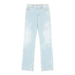 MM6 Maison Margiela Painted Straight-Leg Jeans in Light Blue | Denim | Luxury Shoes 