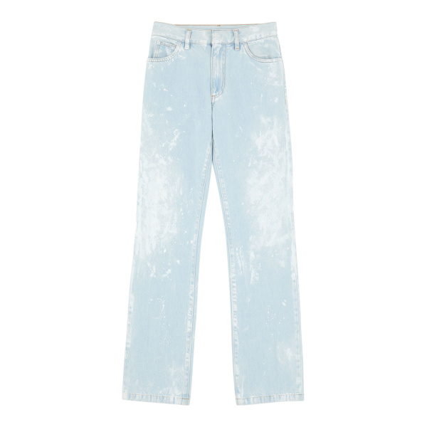 MM6 Maison Margiela Painted Straight-Leg Jeans in Light Blue | Denim | Luxury Shoes 