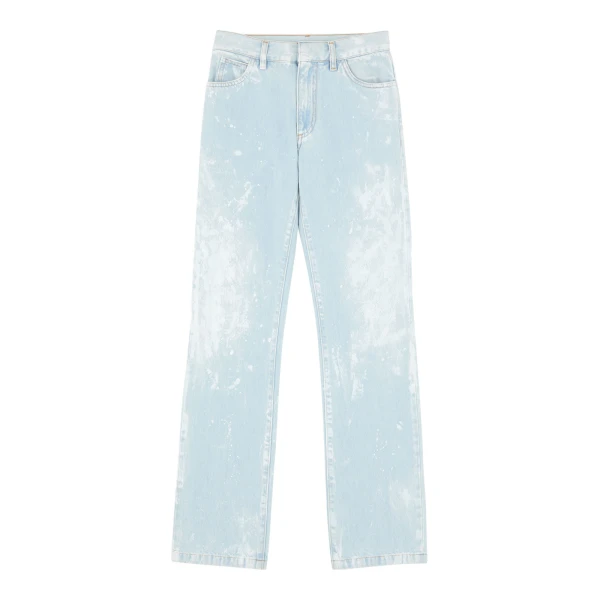 MM6 Maison Margiela Painted Straight-Leg Jeans in Light Blue | Denim | Luxury Shoes 
