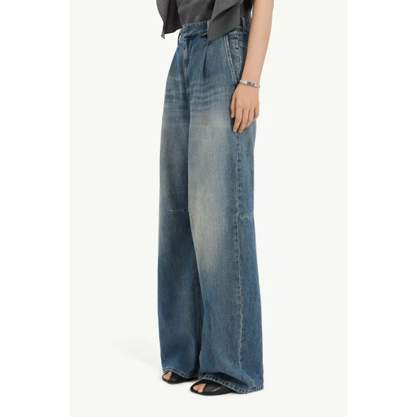 MM6 Maison Margiela Panelled Wide-Leg Jeans in Blue, view 5 | Denim | Luxury Shoes 