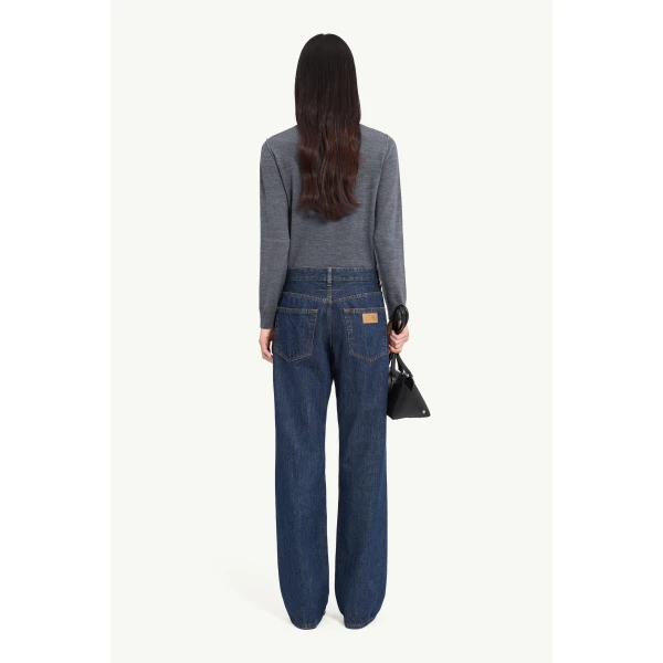 MM6 Maison Margiela Patchwork Barrel-Leg Jeans in Blue, view 4 | Denim | Luxury Shoes 