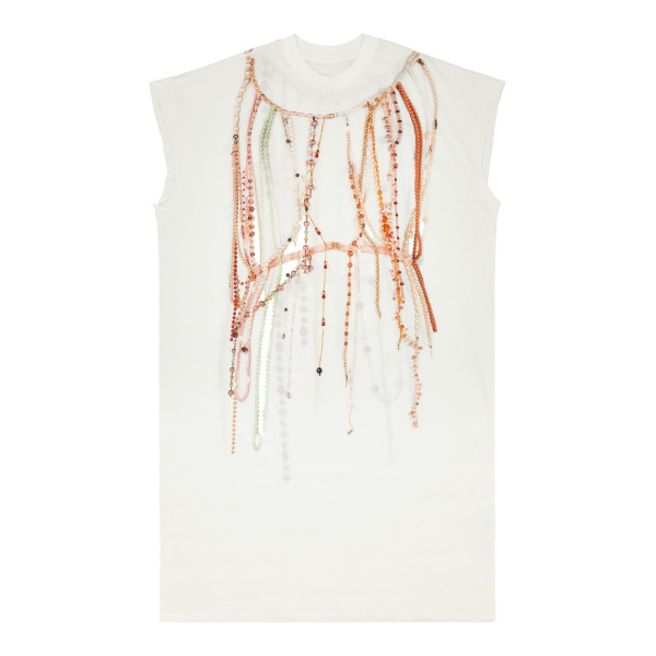 MM6 Maison Margiela Pearl Jersey Dress in White | Maxi Dresses | Luxury Shoes 