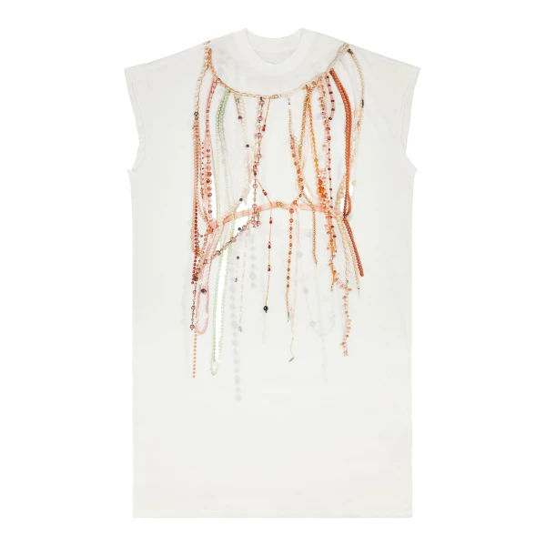 MM6 Maison Margiela Pearl Jersey Dress in White | Maxi Dresses | Luxury Shoes 