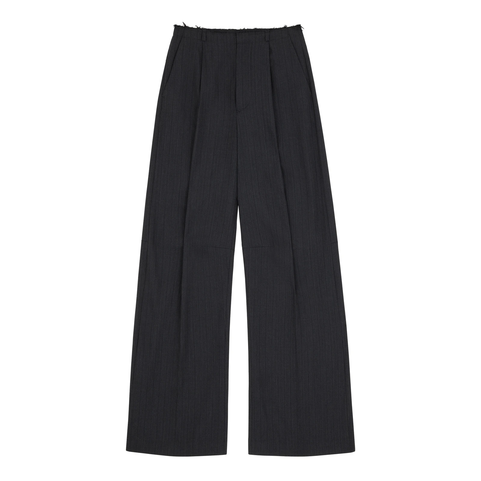 MM6 Maison Margiela Pinstripe Wool Wide-Leg Trousers in Black MM6 Maison Margiela Pinstripe Wool Wide-Leg Trousers in Black | Wide leg pants | Luxury Shoes
