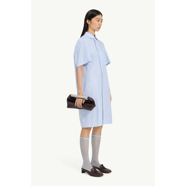 MM6 Maison Margiela Poplin Shirt Dress in White and Light Blue, view 3 | Shirtdress | Luxury Shoes 
