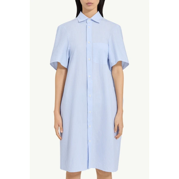 MM6 Maison Margiela Poplin Shirt Dress in White and Light Blue, view 5 | Shirtdress | Luxury Shoes 