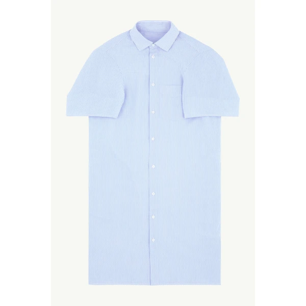 MM6 Maison Margiela Poplin Shirt Dress in White and Light Blue, view 6 | Shirtdress | Luxury Shoes 