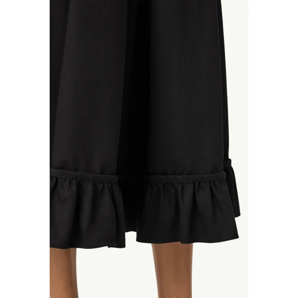 MM6 Maison Margiela Quilted Lining Gathered Skirt in Black, view 6 | Midi Skirts | Luxury Shoes 