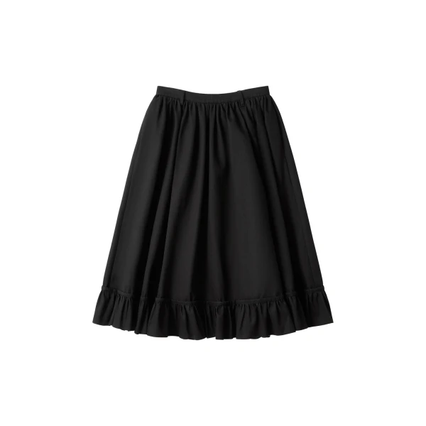 MM6 Maison Margiela Quilted Lining Gathered Skirt in Black | Midi Skirts | Luxury Shoes 
