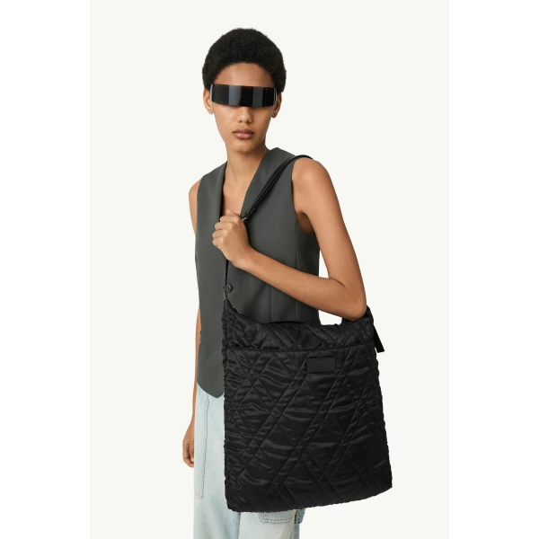 MM6 Maison Margiela Quilted Nylon Helmet Bag in Black, view 6 | Shoulder & Crossbody Bags | Luxury Shoes 