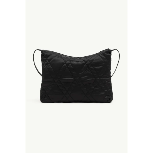 MM6 Maison Margiela Quilted Nylon Medium Crossbody Bag in Black, view 4 | Shoulder & Crossbody Bags | Luxury Shoes 