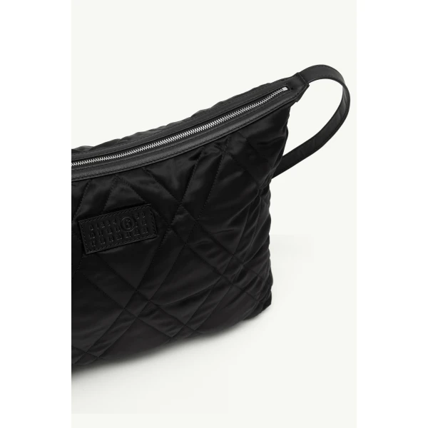 MM6 Maison Margiela Quilted Nylon Medium Crossbody Bag in Black, view 5 | Shoulder & Crossbody Bags | Luxury Shoes 