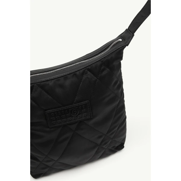 MM6 Maison Margiela Quilted Nylon Small Crossbody Bag in Black, view 5 | Shoulder & Crossbody Bags | Luxury Shoes 