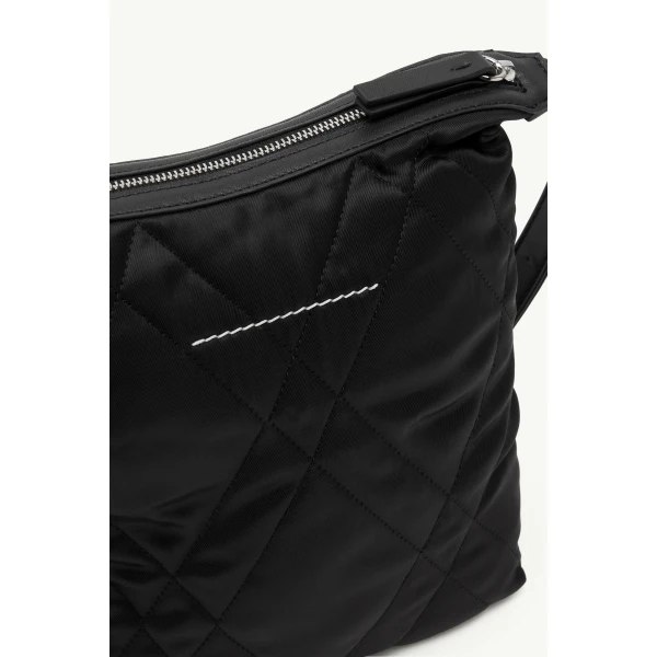 MM6 Maison Margiela Quilted Nylon Small Crossbody Bag in Black, view 6 | Shoulder & Crossbody Bags | Luxury Shoes 
