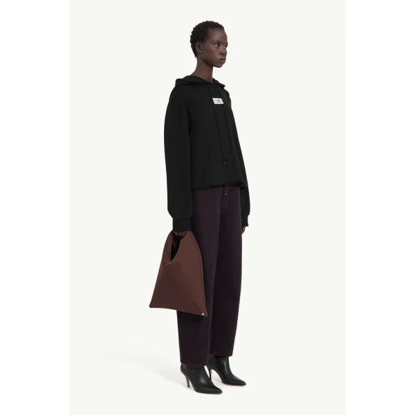 MM6 Maison Margiela Raw-Edge Boxy Hooded Sweatshirt in Black, view 3 | Hoodies | Luxury Shoes 