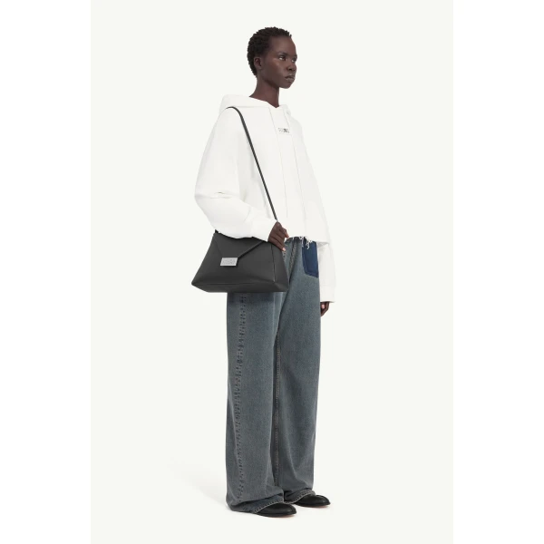 MM6 Maison Margiela Raw-Edge Boxy Hooded Sweatshirt in White, view 3 | Hoodies | Luxury Shoes 