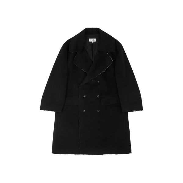 MM6 Maison Margiela Raw-Edge Wool Coat in Black | Wool Coat | Luxury Shoes 