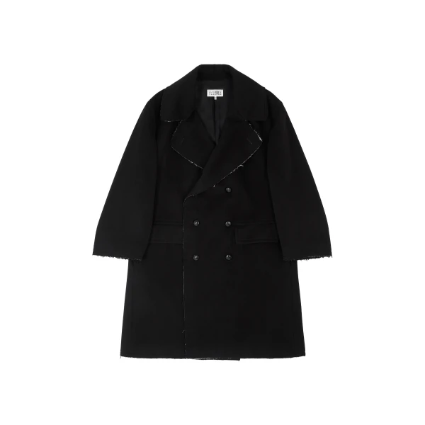 MM6 Maison Margiela Raw-Edge Wool Coat in Black | Wool Coat | Luxury Shoes 
