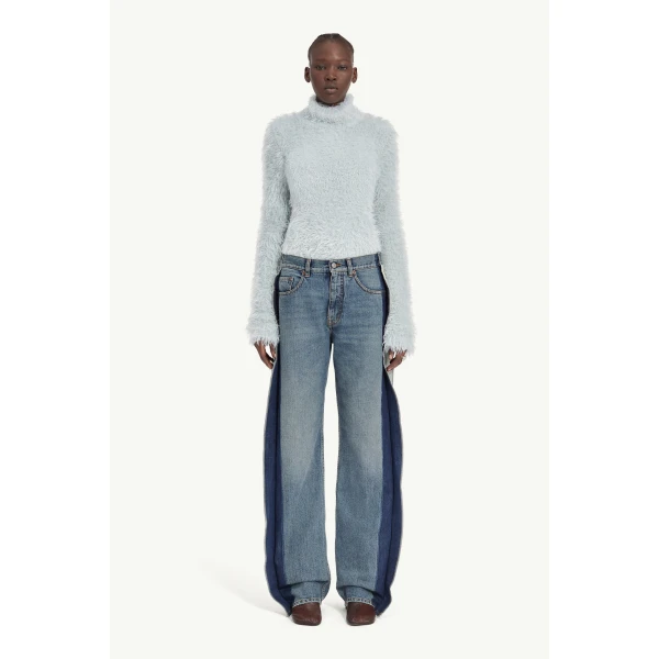 MM6 Maison Margiela Reduced-Panel Straight-Leg Jeans in Blue, view 2 | Denim | Luxury Shoes 