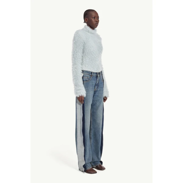 MM6 Maison Margiela Reduced-Panel Straight-Leg Jeans in Blue, view 3 | Denim | Luxury Shoes 