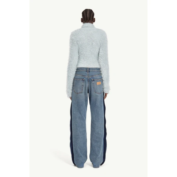 MM6 Maison Margiela Reduced-Panel Straight-Leg Jeans in Blue, view 4 | Denim | Luxury Shoes 