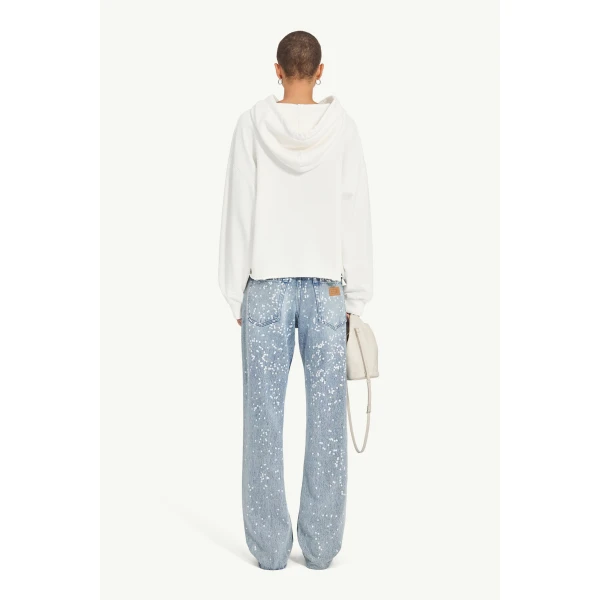 MM6 Maison Margiela Relaxed Hooded Sweatshirt in White, view 4 | Hoodies | Luxury Shoes 