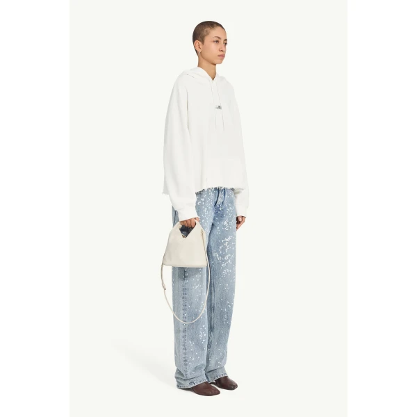 MM6 Maison Margiela Relaxed Hooded Sweatshirt in White, view 6 | Hoodies | Luxury Shoes 