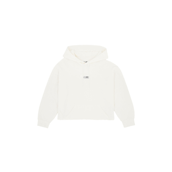 MM6 Maison Margiela Relaxed Hooded Sweatshirt in White | Hoodies | Luxury Shoes 