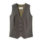 MM6 Maison Margiela Replaced Back Twill Pinstripe Gilet in Grey | Vests | Luxury Shoes 