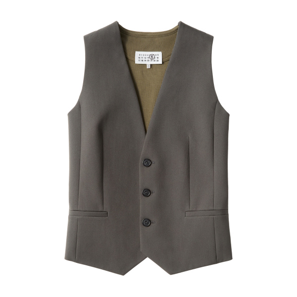 MM6 Maison Margiela Replaced Back Twill Pinstripe Gilet in Grey | Vests | Luxury Shoes 