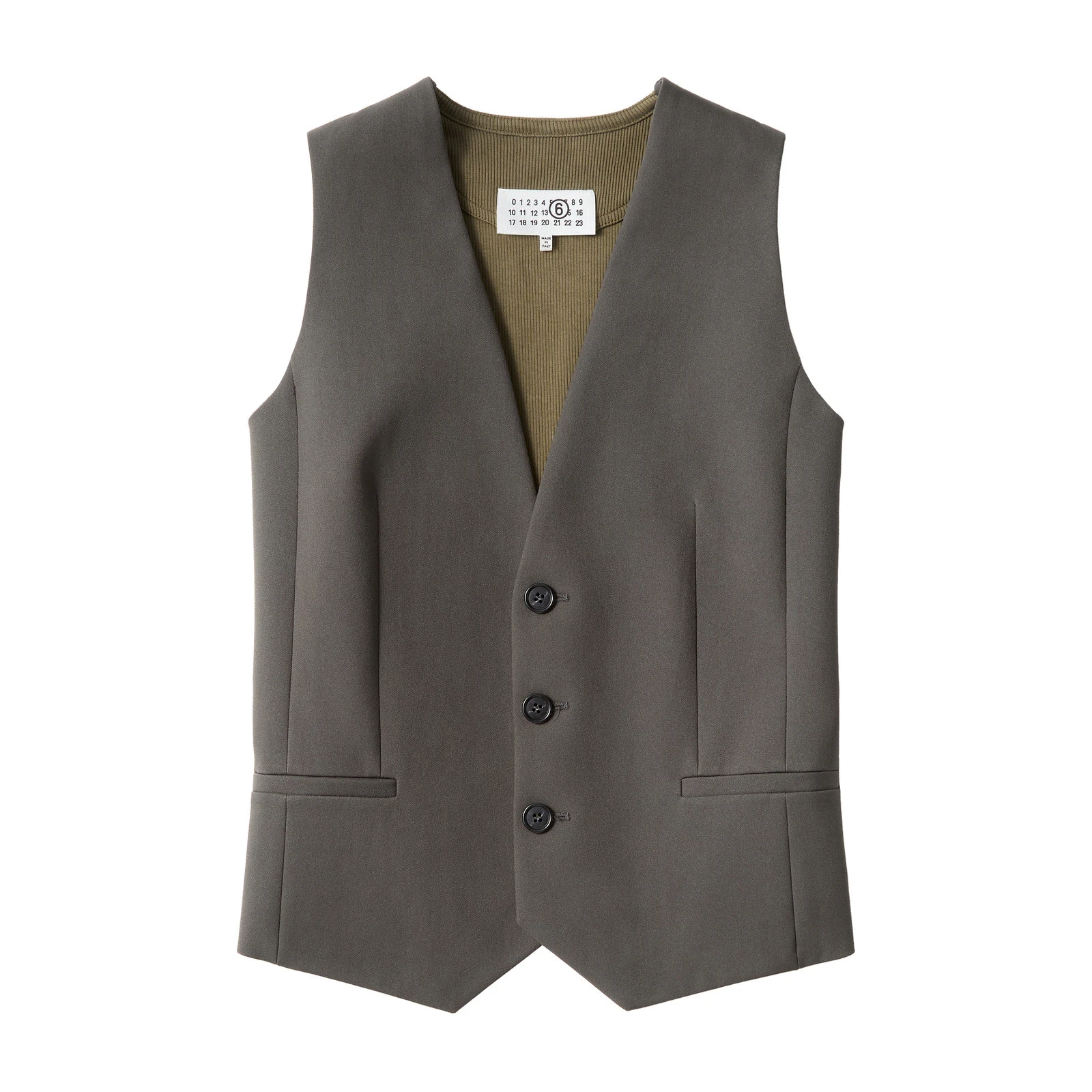 MM6 Maison Margiela Replaced Back Twill Pinstripe Gilet in Grey MM6 Maison Margiela Replaced Back Twill Pinstripe Gilet in Grey | Vests | Luxury Shoes
