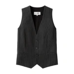 MM6 Maison Margiela Replaced Back Wool Pinstripe Gilet in Grey | Vests | Luxury Shoes 