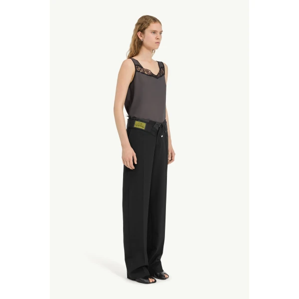 MM6 Maison Margiela Reverse Waistband Trousers in Black, view 3 | Tailored pants | Luxury Shoes 