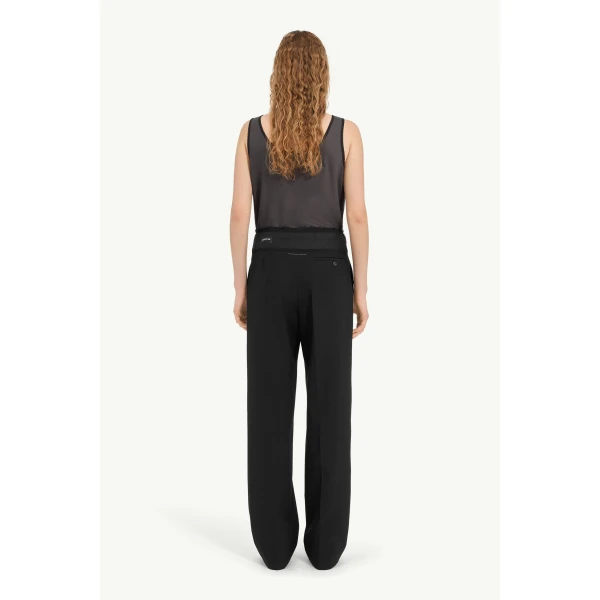 MM6 Maison Margiela Reverse Waistband Trousers in Black, view 4 | Tailored pants | Luxury Shoes 
