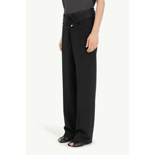 MM6 Maison Margiela Reverse Waistband Trousers in Black, view 5 | Tailored pants | Luxury Shoes 