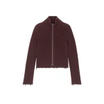 MM6 Maison Margiela Ribbed Cotton Zip Cardigan in Bitter Chocolate | Cardigan | Luxury Shoes 
