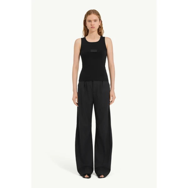 MM6 Maison Margiela Ribbed Jersey Tank Top in Black, view 2 | Sleeveless | Luxury Shoes 