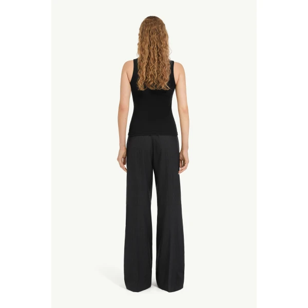MM6 Maison Margiela Ribbed Jersey Tank Top in Black, view 4 | Sleeveless | Luxury Shoes 